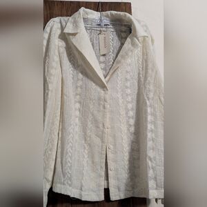 RIHOAS Cream Lace Button-Front Women's Top NWT